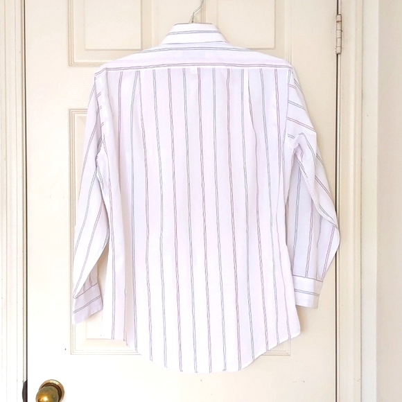 NWOT. Geoffrey Beene Men's Cotton Blended Dress Shirt with multi color stripes. - Picture 5 of 5